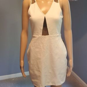 NWT Express White Bodycon w/Zipper & Mesh Accent
